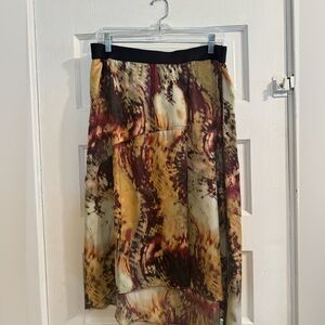 Vera Wang Simply Vera Gold Burgundy Midi Skirt Size XLP